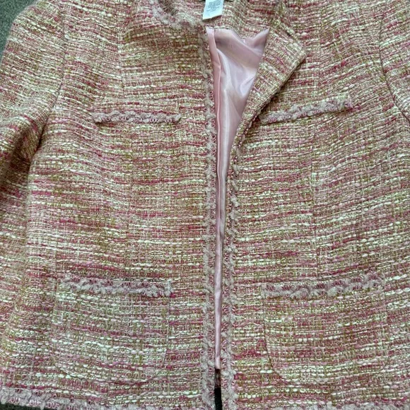 Vintage 60s Spiegel Pink Bouclé Tweed Collarless Blazer - Picture 5 of 10